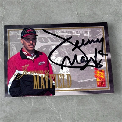 Jeremy Mayfield 1996 PRESS PASS VIP VINTAGE NASCAR PACK PULLED signed card - Image 1 of 2
