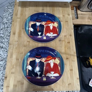 Vintage Sango 4911 Plates Cafe Americana 11.25” X 10.25” set of 2 Made In 1998 * - Picture 1 of 7