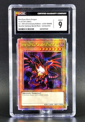 Yu-Gi-Oh Red-Eyes Black Dragon LC01-EN006 Quarter Century Secret Rare CGC 9 - Image 1 of 2