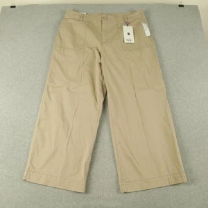 Gloria Vanderbilt Pants Womens 16 Cropped Wide-Leg Chino Casual Flex Beige NWT - Picture 1 of 8