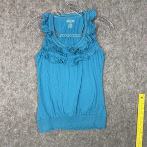 Camisa sin mangas vintage Body Central para mujer mediana azul con volantes Y2K 00s - Imagen 1 de 6