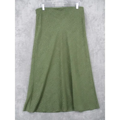 Falda Ann Taylor LOFT Grande Medio Pull On Corte Sesgado Pull On Verde Ligero Sedoso Foto 1 de 4