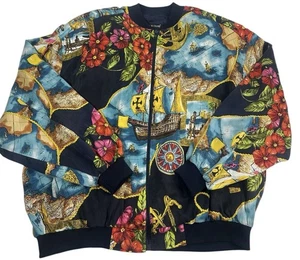 Silk Club Bomberjacke Damen Größe M Karte Versand AOP Schulterpolster Reißverschluss Vintage " - Bild 1 von 18