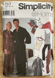 Simplicity 5763 Misses Mens Robe Pants Tank Top Slippers Sewing Pattern M-L-XL - Picture 1 of 4