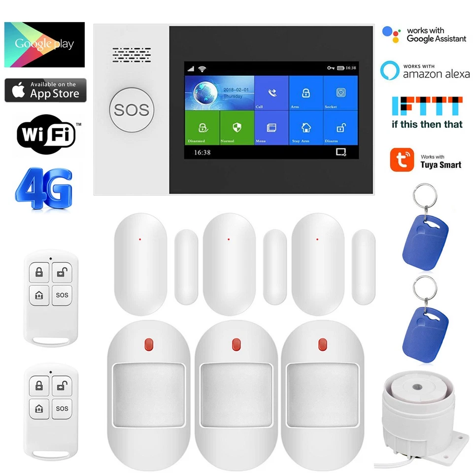 C15 TUYA WiFi+4G 3G GSM Smart Home Security Alarm System w/Touch Keypad PIR DOOR - Image 1 of 4