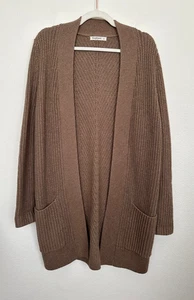 Woolovers Wool Cotton Blend Knit Open Front Cardigan Brown Pocket Women's Small - Picture 1 of 7