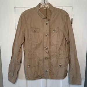 Chaqueta LOFT Mediana Ligera Cintura Ajustada Utilitaria Caqui Cremallera Botones Bolsillos - Imagen 1 de 5