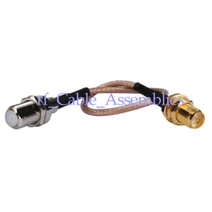 2xF female to RP-SMA Jack bulkhead adapter pigtail Cable RG316 15cm for wireless - Picture 1 of 3
