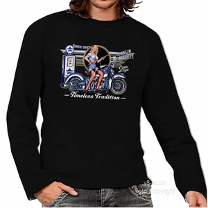 T-Shirt Langarm Biker USA Motorrad american Bikerstyle Oldtimer  *4281 - Bild 1 von 2