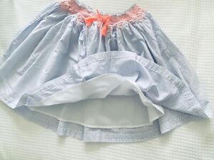 Joules Girls Gorgeous 100% Cotton Blue & White Stripe Skirt Girl Age 7-8 Years