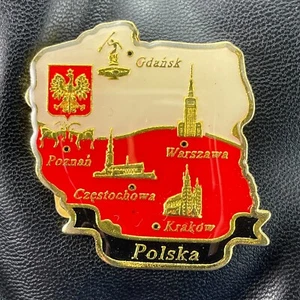 POLONIA 🙂 🙂 IMÁN DE NEVERA DE METAL✅ MAPA DEL PAÍS POLSKA CON NOMBRES DE CIUDADES RECUERDO 🙂 - Imagen 1 de 3