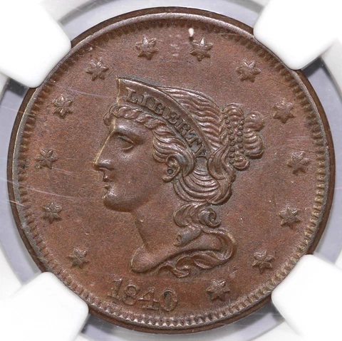 1840 1c Large Date Braided Hair Large Cent Cover
