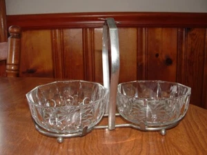 Vintage Reims France Clear Glass Bowl Set with Holder - Bild 1 von 6