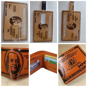 100 DOLLAR BANKNOTE - GELDBEUTEL  Plus American Express USB Stick 64 GB  - Bild 1 von 7