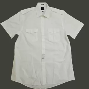 NETJETS Brooks Brothers White Sz 17 Regular Short Sleeve Pilot Shirt NWT Supima - Picture 1 of 9