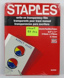 Staples beschreibbare Transparenzfolie Schachtel mit 88 Kaschiergeräten SL5260 8,5x11 Zoll - Bild 1 von 5