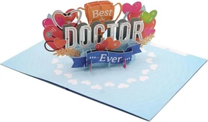 Best Doctor Ever 3D Pop-Up Card, Handmade Thank You Gift for Doctors & Nurses - Picture 1 of 6