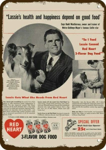 1947 LASSIE Collie Hund Rudd Wetterwachs & rotes Herz DEKO REPLIKAT METALLSCHILD - Bild 1 von 1