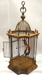 Wood and Brass Bird Cage Italy 27” - Picture 1 of 7