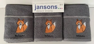 Pack of 3 Willow Fox Kitchen Hand Tea Towel Charcoal Gre 100% Cotton 40cm x 70cm - Picture 1 of 2