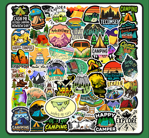 50 Pcs Stickers Camping Outdoorsy Hiking Trip Skateboard Luggage Phone Car Vinyl