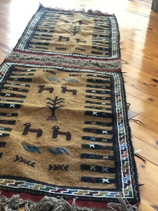 Twin Brand New Handwoven Wool Persian Rug / Kilim Mat Carpet 970 X 590 mm - Picture 1 of 3