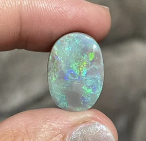 11.5ct 19.8x14x5.7mm Solid Blue Green Australian Mintabie Black Opal Cabochon - Picture 1 of 12