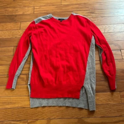 J. Женский свитер Crew маленький красный натуральный цветной блок туника шерстяная смесь - Изображение 1 из 4