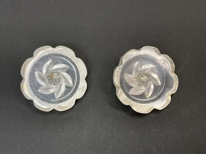 (2) Vintage Clear Plastic Large Buttons 1" Round .4" Thick Flower Design - Picture 1 of 7