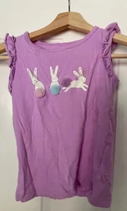 Carter's 5T Girls Cute Glitter Bunny Ruffle Cotton Sleeveless Top Purple 3T - Picture 1 of 5