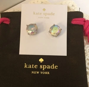 KATE SPADE Gumdrop Aurora Borealis IRIDESCENT Stud Earrings Silver Shiny NEW - Picture 1 of 7