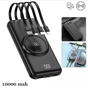 Wireless Power Bank 10000mAh Dual USB Fast Portable Phone LED Battery Charger - Picture 1 of 12
