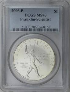 2006-P Ben Franklin Scientist Commemorative Silver Dollar PCGS MS70 - Picture 1 of 1