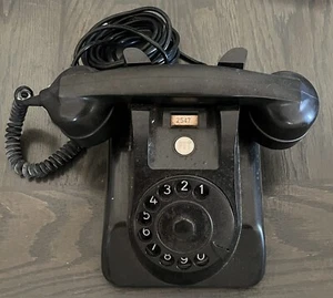 1963 Vintage Black PTT Rotary Bakelite Phone Ericsson Telephone Holland Made - Bild 1 von 4