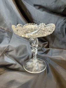 Hawkes ABP American Brilliant Cut Glass Tall Compote Bon Bon Twist Stem 4C - Picture 1 of 11