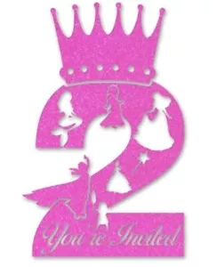 Sparkling Princess Pink 2nd Girls Kids Birthday Party Invitations & Envelopes  - Picture 1 of 4