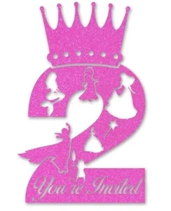 Invitaciones y Sobres Brillantes Princesa Rosa 2ª Niñas Niños Fiesta de Cumpleaños  - Imagen 1 de 4