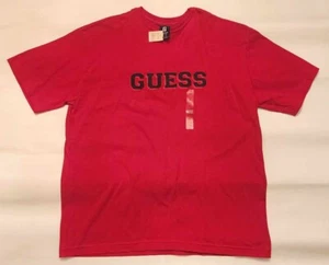 Vintage Guess rotes T-Shirt schwarz Figuren XL 90er RAR - Bild 1 von 7
