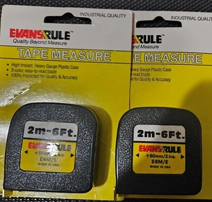 Set of 2 EVANSRULE 2m-6Ft.Tape Measure E6W/ Collectible Made in USA *Vintage* - Picture 1 of 3