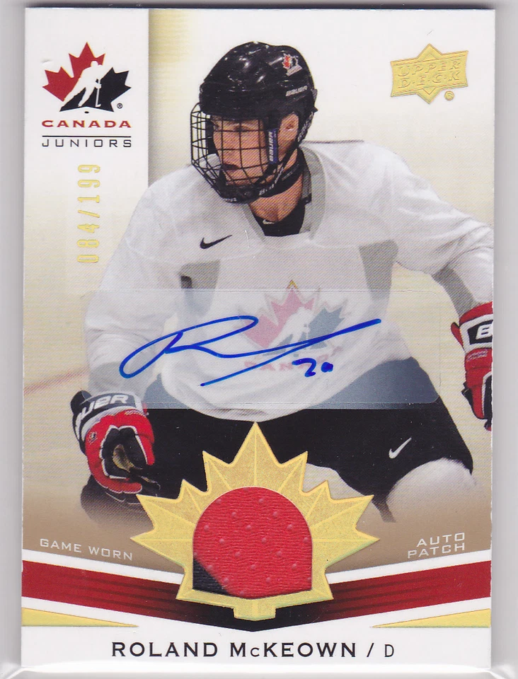 2014-15 Upper Deck Team Canada Juniors Patch Autographs Roland McKeown 84/199 - Image 1 of 1