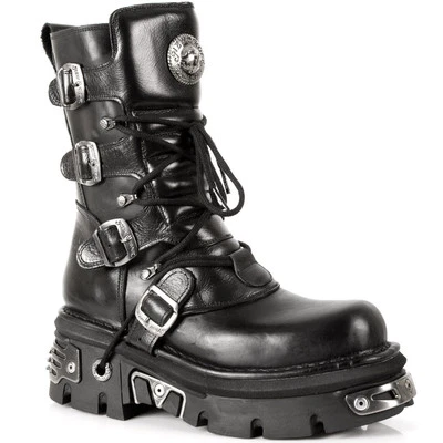 New Rock Boots Unisex Punk Gothic Stiefel - Style 373 S4 Schwarz