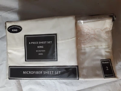 Victoria Classics White Akira Embroidered 6-Piece Bed Sheet Set, King, +bonus - Image 1 of 2