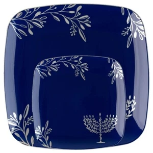 Hanukkah Blue Square Disposable Plate Set for 12 - Picture 1 of 1