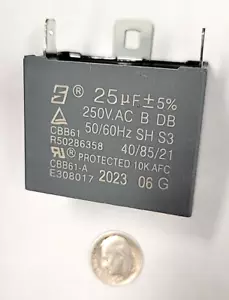 25UF 250VAC 25MFD Fan Motor Capacitor 25 μF .250 terminals w/ mount back CBB61 - Picture 1 of 3