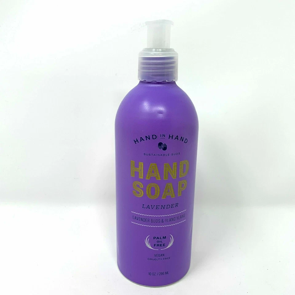 Jabón de manos vegano lavanda mano a mano - sin aceite de palma 10 oz sostenible leer Foto 1 de 2