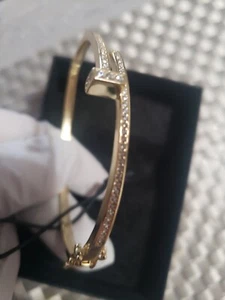 Rachel Zoe 14K Gold Plated Sterling Silver 925 CZ Pave Nail Bracelet NWT - Picture 1 of 5