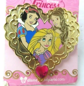 Disney Pin DLP - Heart Shape Jewel - Snow White, Belle & Rapunzel #94270 - Picture 1 of 4