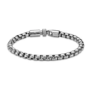 Stainless Steel Round Box Chain Bracelet Jewelry For Men - 8.5 Inch Hook Closure - Picture 1 of 6