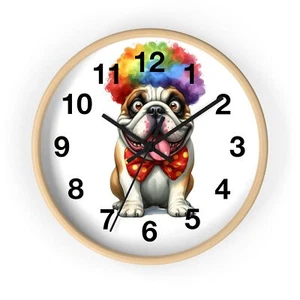 Bulldog Mans Best Friend Fun Art Wanduhr Ganzholzrahmen Zeit Stück Büro - Bild 1 von 19