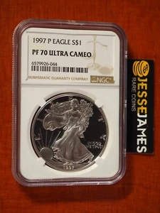 1997 P PROOF SILVER EAGLE NGC PF70 ULTRA CAMEO CLASSIC BROWN LABEL - Picture 1 of 2